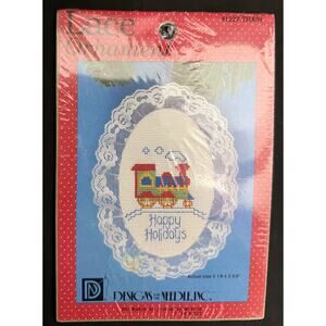 Vintage Designs For Needle Lace Ornament Cross Stitch Kit 1992 #1227 Train